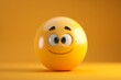 A yellow smiley face is sitting on a yellow background