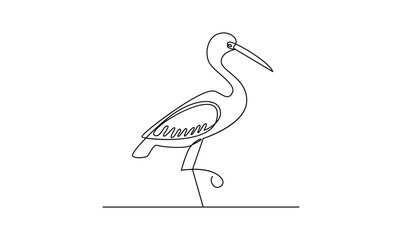 Wall Mural - Vector continuous one line drawing of beautiful heron bird abstract best use for logo, banner, background minimalist design