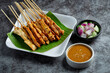 Pork satay with peanut sauce or sweet and sour sauce, Thai food