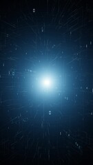 Wall Mural - futuristic digital computer cyberspace on dark blue loop vertical background.