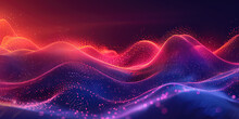 Abstract Digital Background With Red And Purple Glowing Dots Forming Wave Patterns. Created With Ai