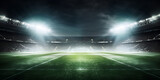 Fototapeta Sport - an aerial view of Football stadium at night impressive place urban landscape lighted background