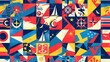 Nautical flags and signal pennants seamless pattern, communicating maritime messages. Seamless Pattern, Fabric Pattern, Tumbler Wrap.