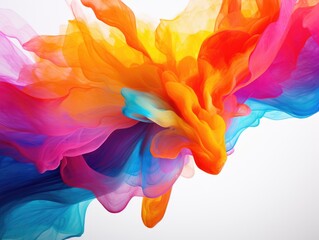 Poster - A colorful explosion of paint with a white background. The colors are bright and vibrant, creating a sense of energy and excitement. The image could represent the creative process or the beauty of art