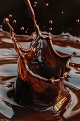 Wall Mural - A splash of chocolatey brown liquid in a cup. The splash is in the shape of a heart