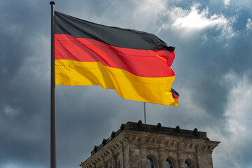 Wall Mural - bundestag german flag in the wind