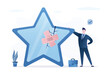 © naum - Businessman fix broken rating star with bandage. Crisis or reputation management, customer experience or rating, manager repairing or fix customer trust problem,