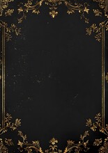 Black Background With Gold Baroque Patterns Framing The Edges