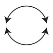 Dual semi-circle arrow. Vector illustration. Semicircular curved thin long double-ended arrow.