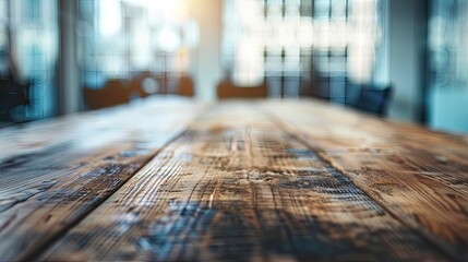 Wall Mural - Table with Blurred Background of Corporate Office Conference Room with Interior Office Product.