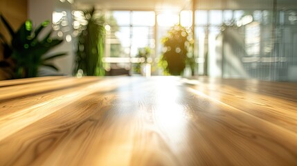 Wall Mural - Table with Blurred Background of Corporate Office Conference Room with Interior Office Product.