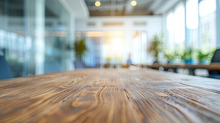 Wall Mural - Table with Blurred Background of Corporate Office Conference Room with Interior Office Product.