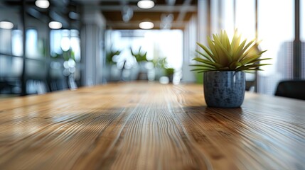 Wall Mural - Table with Blurred Background of Corporate Office Conference Room with Interior Office Product.