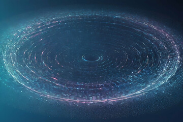 Wall Mural - abstract circle wave with moving dots. flow of particles
