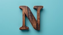 Letter N In Wood On A Blue Background