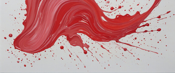 Acrylic stain paint brush smear red. Hand-drawn element on a bleached background colorful background