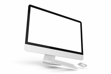 Wall Mural - one modern tech blank lcd responsive monitor screen display desktop computer device realistic mockup