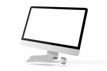 Wall Mural - one modern tech blank lcd responsive monitor screen display desktop computer device realistic mockup