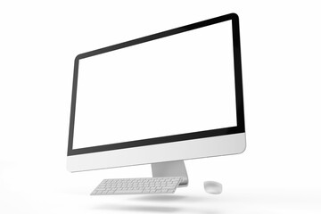 Wall Mural - one modern tech blank lcd responsive monitor screen display desktop computer device realistic mockup