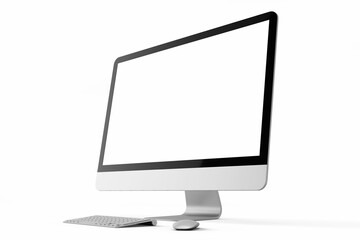 Wall Mural - one modern tech blank lcd responsive monitor screen display desktop computer device realistic mockup