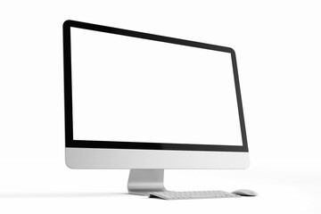 Wall Mural - one modern tech blank lcd responsive monitor screen display desktop computer device realistic mockup