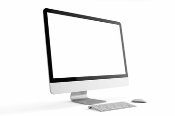 Wall Mural - one modern tech blank lcd responsive monitor screen display desktop computer device realistic mockup