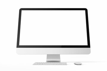 Wall Mural - one modern tech blank lcd responsive monitor screen display desktop computer device realistic mockup