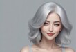 Portrait of beautiful young woman with white hair and professional makeup