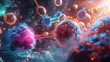 Visualizing Immunotherapy Harnessing the bodys immune system to fight cancer cells Picture immune cells attacking cancerous cells in a dynamic and colorful representation