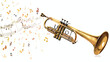 Trumpet with music notes Flat vector isolated on white