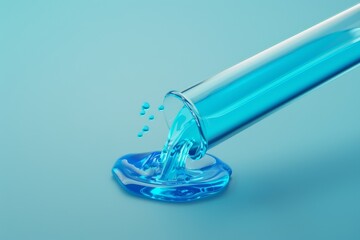 Wall Mural - A blue liquid is pouring out of a glass tube