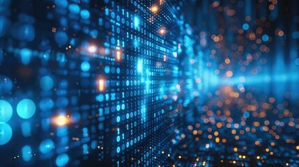 Wall Mural - abstract information technology background, digital binary data on a computer screen background, blu