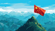 Vietnam flag on the mountain peak. Business concept g