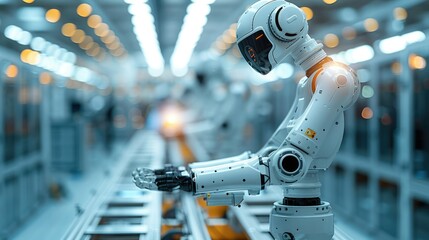 Aufkleber - Industrial robot handing production in line assembly. Generative AI.