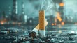 Cigarette filter turning into a factory polluting, environmental harm