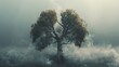 Lung-shaped tree losing its leaves to smoke