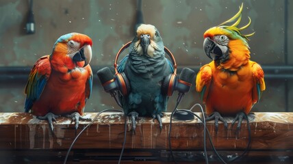 Parrots as podcast hosts, talkative feathers