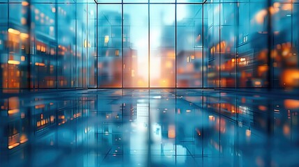 Aufkleber - Blurred glass wall of modern business office building at the business center use for background in business concept. Abstract office windows background. Generative AI.