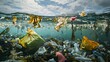 Ocean Pollution: Plastic Trash Floating in the Sea