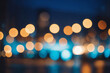 City blurring lights abstract circular bokeh on blue background