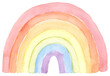Rainbow watercolor hand drawn and painted in 7 pastel colors, nursery, lgbtq, pride clip art 