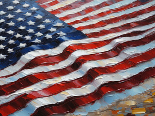 Wall Mural - Painted American Flag.