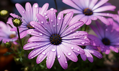 Wall Mural - Summer daisy beauty petal close up purple outdoor