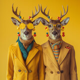 Fototapeta  - Deers in yellow