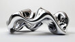 © suldev - 3D chrome metallic abstract shape objects white background