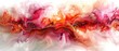   Abstract painting of pink, orange, and white on white background with splatters of paint
