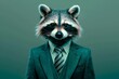 Mysterious Raccoon In Formal Attire Captured In Candid Documentary Style Portrait