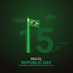 Wall Mural - brazil republic day. brazil republic day creative ads design November 15. vector, 3D illustration.