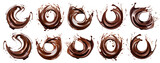 Fototapeta Do akwarium - Set of chocolate splashes, cut out