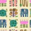 Animal and nature seamless pattern. watercolor vector illustration.